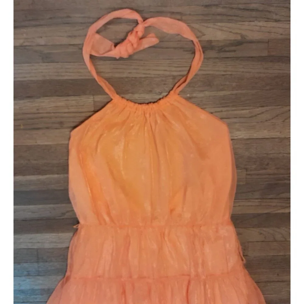 New Lulus Tiers to Style Orange Tiered Halter Maxi Dress Size L - Picture 6 of 11